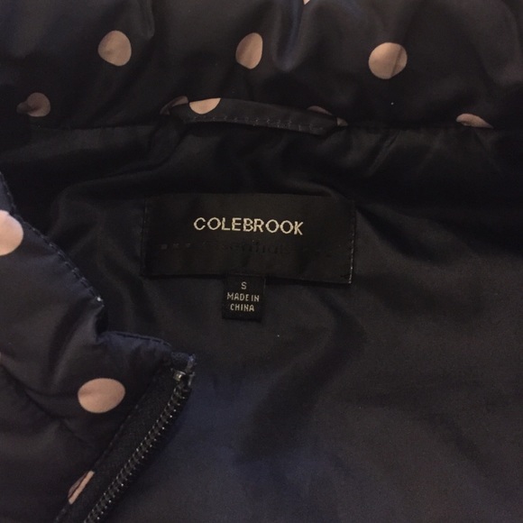 Loft Navy Polka Dot Puffer Vest, Small - Picture 3 of 4